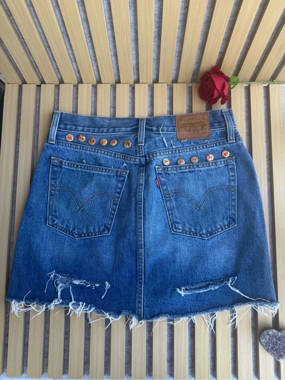 Levi's Indigo Denim Mini Skirt - Frayed Hem